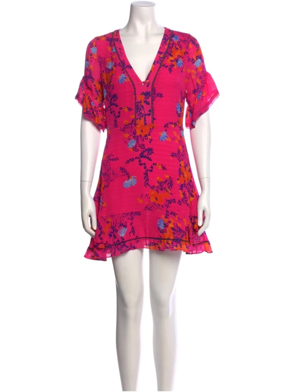 Tanya Taylor pink floral mini dress